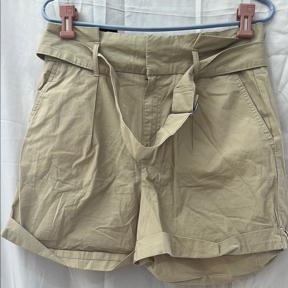 Women's Tan Belted Shorts
